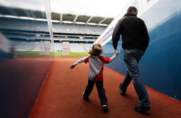 Father and son in the Croke Park Stadium