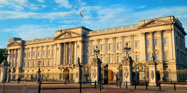 The exterior of Buckingham Palace in London
