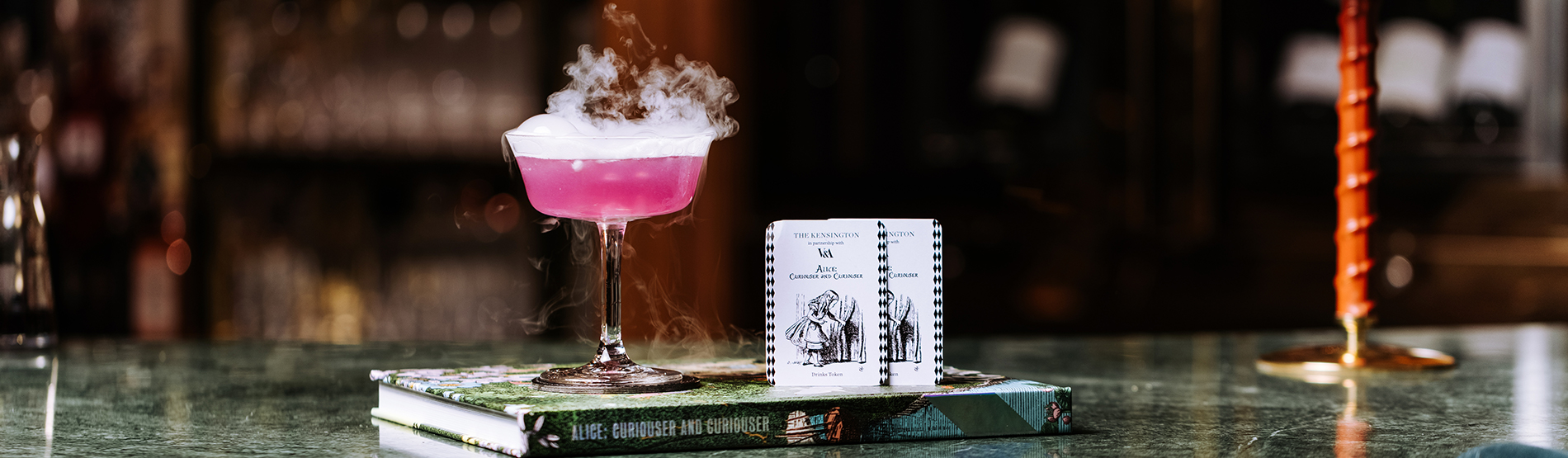 Pink cocktail with smoke