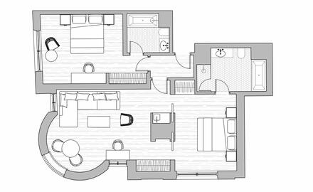 Floorplan of the two bedroom suite at the Marylebone