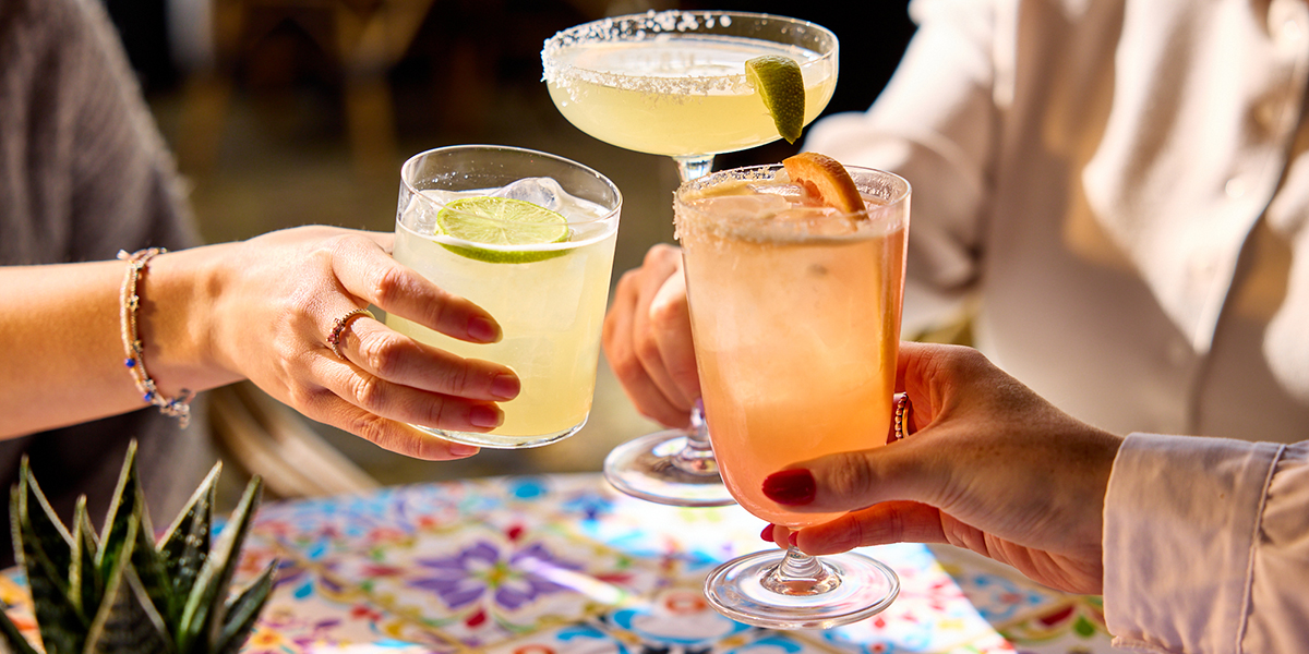 Three classic cocktails on the terrace at Rick's bar at The Bristol hotel.