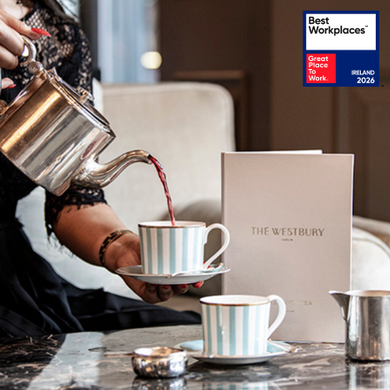 Tea service at The Westbury, Dublin, celebrating The Doyle Collection’s official recognition as a Great Place to Work in Ireland 2026.