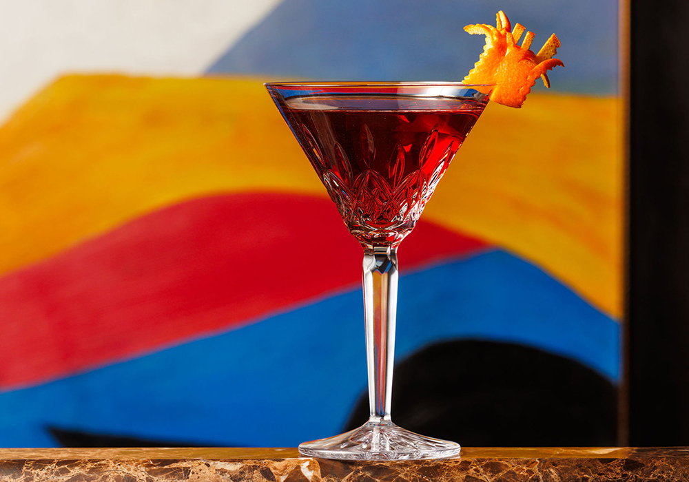 Crimson Quay Irish whiskey cocktail recipe by Doyle Bar in partnership with Waterford Crystal.