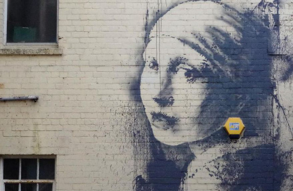 Banksy mural - girl with earring