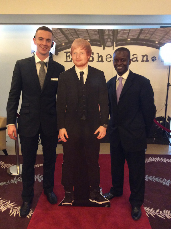 Croke Park team members with a life-size Ed Sheeran cardboard cut-out