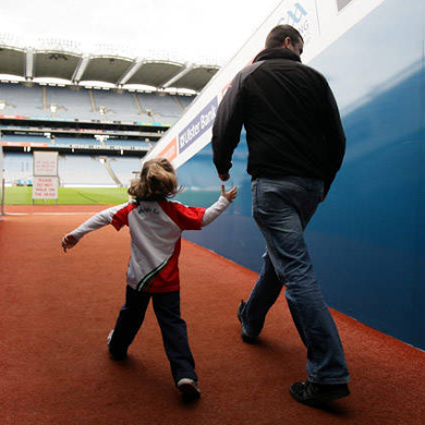Father and son in the Croke Park Stadium