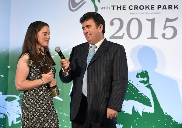 Young Sportstar of the Year Leona McGuire with MC Des Cahill.