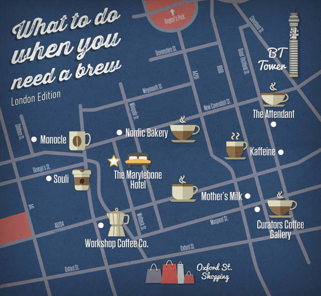Coffee in London map