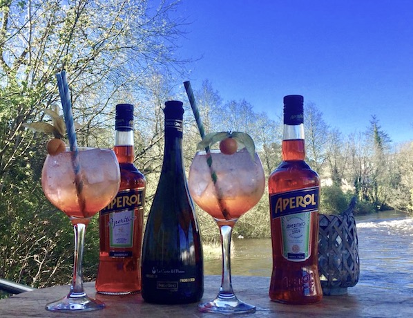 Making an Aperol Spritz at The River Club Terrace in Cork city