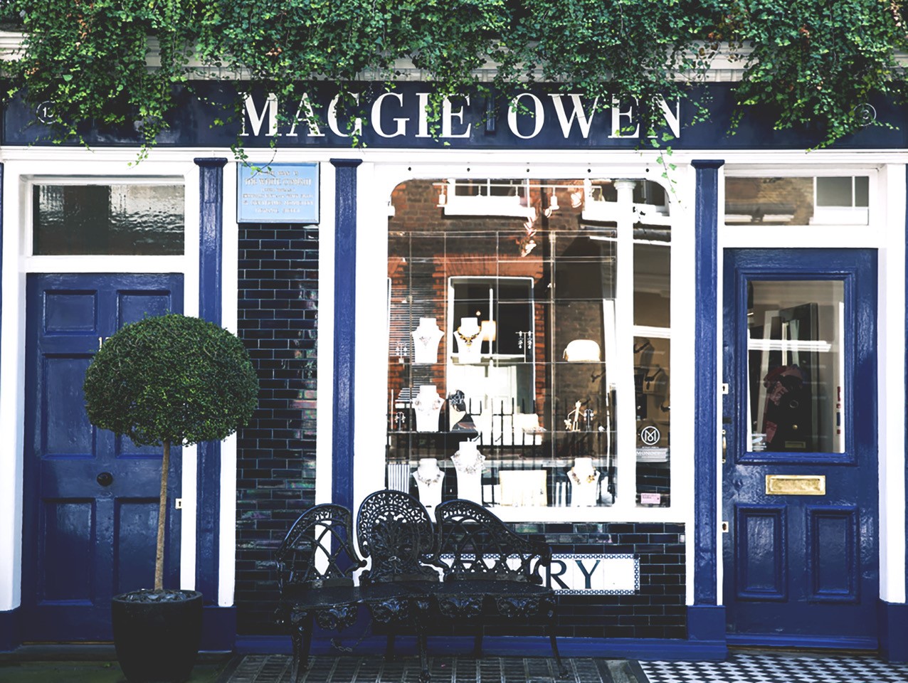 Maggine Owen shop exterior with a jewellery window display 