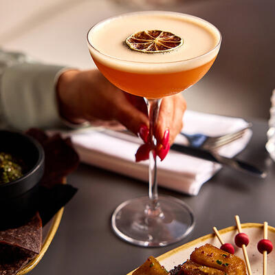 A signature cocktail and gourmet finger food served at Rick's Bar in Bristol.