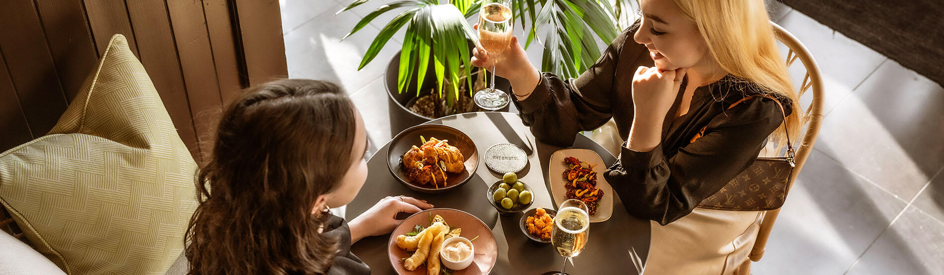 Eating food in The Bristol Hotel