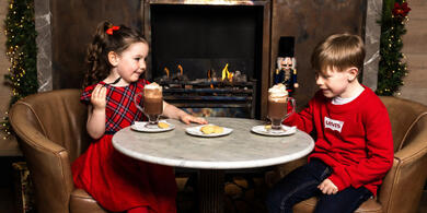 Young guests enjoying a festive hot chocolate at the Croke Park Hotel.