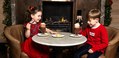 Young guests enjoying a festive hot chocolate at the Croke Park Hotel.