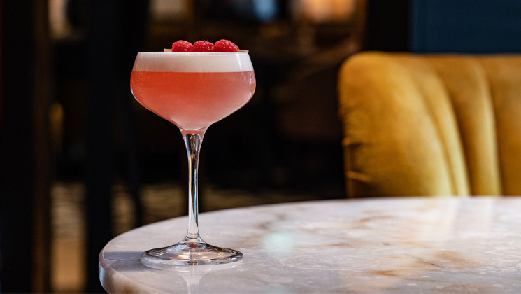 Strawberry martini cocktail served at The Croke Park hotel bar as part of the Rock 'n' Rest pre-concert package in Dublin.
