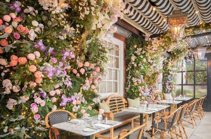 Dalloway Terrace decorated with colourful flowers