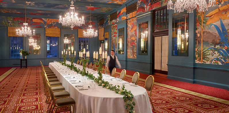 A historic ballroom inspired by the intrepid adventures of King George V offering a stylish, eccentric space