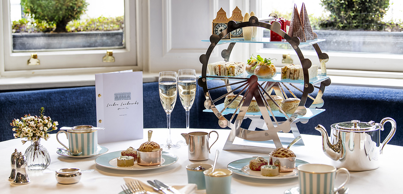 afternoon tea in Town House depicting famous London landmarks