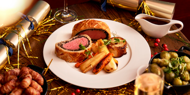 An image of Christmas dinner at The Marylebone Hotel