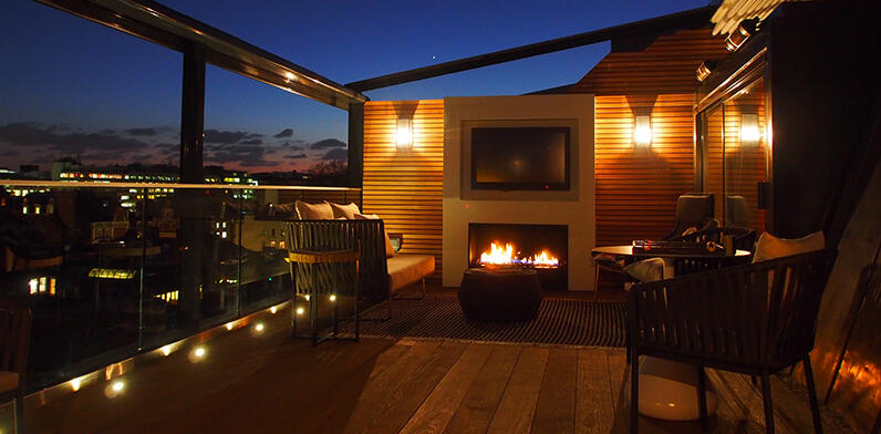 The Marylebone Suite terrace at night