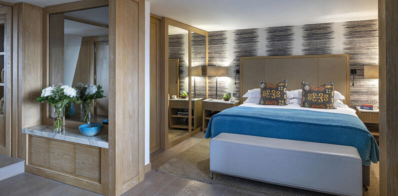 Bedroom in the terrace suite in the Marylebone