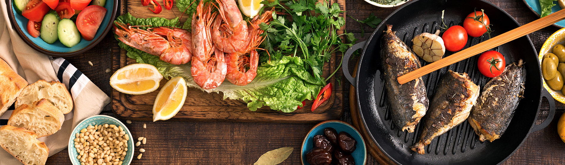 selection of seafood dishes