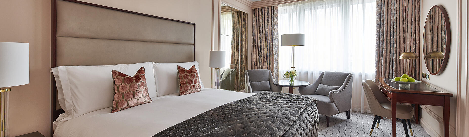 Classic Room with a King-size pillow-topped bed, George Smith furnishings, and a dedicated workspace